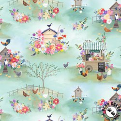 Clothworks Simple Life Farm Life Toile Light Mint Clothworks Simple Life Farm Life Toile Light Mint