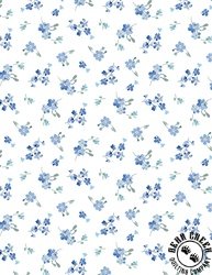 Wilmington Prints Bees and Blooms Small Floral Toss White Wilmington Prints Bees and Blooms Small Floral Toss White