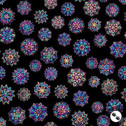 QT Fabrics Night Flight Stained Glass Medallions Black