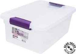 Sterilite 15 Quart Clear Latch Tote with Lid - CLEAR/SWEET PLUM