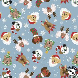 P&B Textiles Christmas Miniatures III Festive Pups Blue