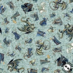 QT Fabrics Folklore Medieval Character Toss Dusty Aqua QT Fabrics Folklore Medieval Character Toss Dusty Aqua
