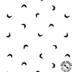 Blank Quilting Ghostly Greetings Bats White Blank Quilting Ghostly Greetings Bats White
