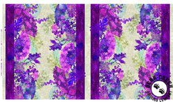 In The Beginning Fabrics Oriental Gardens Fan Border Stripe Purple