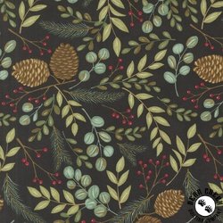 Moda Winter Friends Woodland Greenery Charcoal Black Moda Winter Friends Woodland Greenery Charcoal Black