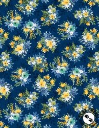 Wilmington Prints Sunlit Serenade Tossed Bouquets Navy Wilmington Prints Sunlit Serenade Tossed Bouquets Navy