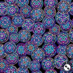 QT Fabrics Royale Stained Glass Circles Black QT Fabrics Royale Stained Glass Circles Black