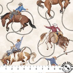 Northcott Cowboy Blues Cowboys Cream/Multi Northcott Cowboy Blues Cowboys Cream/Multi