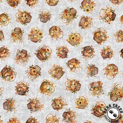 QT Fabrics Autumn Spice Autumn Baskets Gray