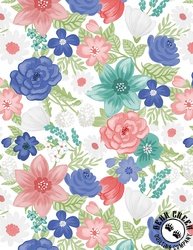 Wilmington Prints Darlin' Garden 108 Inch Wide Backing Fabric Packed Floral White Wilmington Prints Darlin' Garden 108 Inch Wide Backing Fabric Packed Floral White