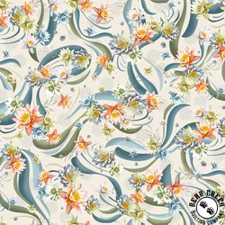 P&B Textiles Koi Pond Water Lilies Ecru