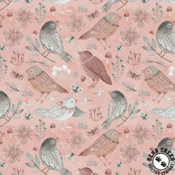 Blank Quilting Petals and Pewter Birds Dusty Rose