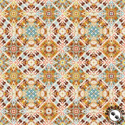 QT Fabrics Quilt Room Kitties Diamond Medallion Orange