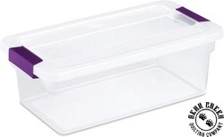 Sterilite 6 Quart Clear Latch Tote with Lid - CLEAR/SWEET PLUM