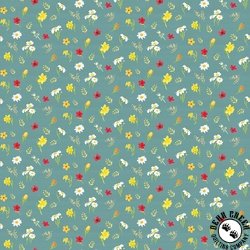 Riley Blake Designs Covered Bridges in Spring Flowers Aqua Riley Blake Designs Covered Bridges in Spring Flowers Aqua