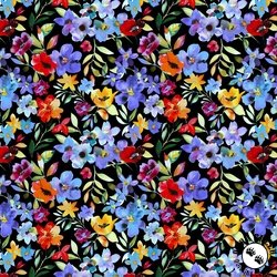 In The Beginning Fabrics Blooming Day and Night Garden Night