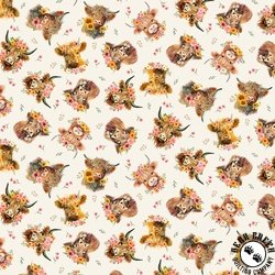 Timeless Treasures You Are My Sunshine Tossed Highland Cow Cream