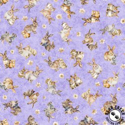 QT Fabrics Hunny Bunny Tossed Bunnies Lilac