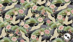 Robert Kaufman Fabrics Imperial Collection Honoka Cranes Black