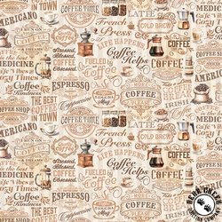 Riley Blake Designs Coffee Time Text Cream Riley Blake Designs Coffee Time Text Cream