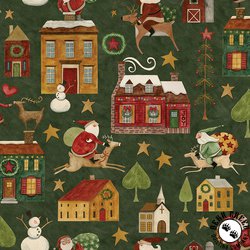 Riley Blake Designs Up on the Housetop Main Green Riley Blake Designs Up on the Housetop Main Green