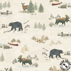 Clothworks Lake and Lodge Toile Cream