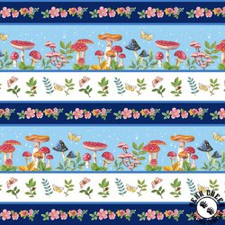 Henry Glass Enchanted Forest Border Stripe Blue/Multi Henry Glass Enchanted Forest Border Stripe Blue/Multi