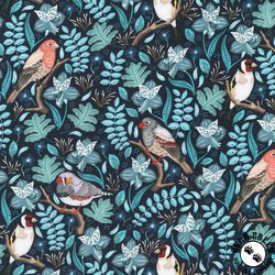 Robert Kaufman Fabrics Feathers and Flora Birds Marine
