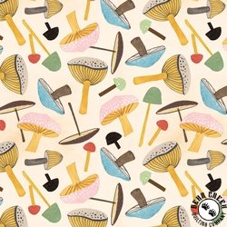Blank Quilting Nature's Symphony Mushrooms Pale Yellow Blank Quilting Nature's Symphony Mushrooms Pale Yellow