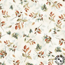 Hoffman Fabrics Blue Jay Song Off White Gold Branches