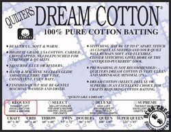 Quilters Dream Batting Natural Cotton - Request (King 120 Quilters Dream Batting Natural Cotton - Request (King 120