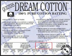 Quilters Dream Batting Natural Cotton - Deluxe (Throw 60