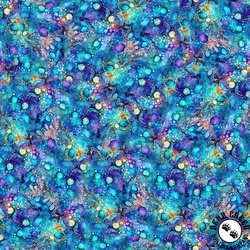 QT Fabrics Fantasia Organic Abstract Blue