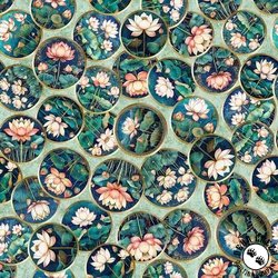 QT Fabrics Serenity Lotus Vignettes Mint QT Fabrics Serenity Lotus Vignettes Mint
