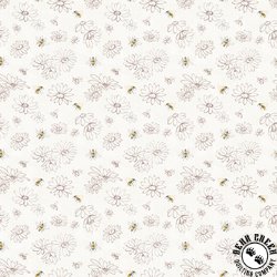 Clothworks Daisy Field Floral Sketch Cream