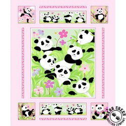 Susybee Panda Party Panel  Pink