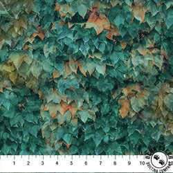 Northcott Autumn Breeze Layered Leaves Teal