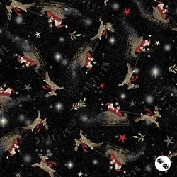 P&B Textiles Believe Santa's Sleigh Allover Black P&B Textiles Believe Santa's Sleigh Allover Black