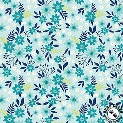 Benartex Among the Wildflowers II Primrose Aqua Benartex Among the Wildflowers II Primrose Aqua