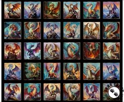 QT Fabrics Dragon's Song Dragon Blocks Black QT Fabrics Dragon's Song Dragon Blocks Black