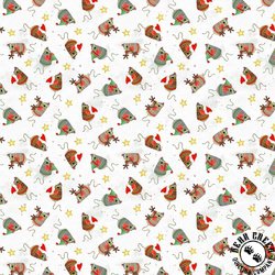 Windham Fabrics Meowy Christmas Jolly Mice White