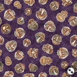 QT Fabrics Enchanted Forest Mushroom Toss Grape