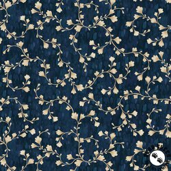 P&B Textiles Vineyard 108 Inch Wide Backing Fabric Vine Scroll  Navy/Ecru