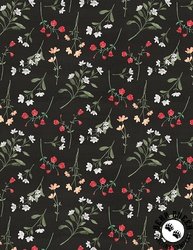 Wilmington Prints Peach Whispers Small Flower Toss Black Wilmington Prints Peach Whispers Small Flower Toss Black