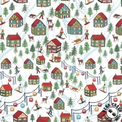 P&B Textiles Christmas Miniatures III Scenic Ski Village White