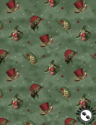 Wilmington Prints Woodland Snowmen Hat Toss Green Wilmington Prints Woodland Snowmen Hat Toss Green