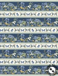 Wilmington Prints Among The Irises Border Stripe Multi