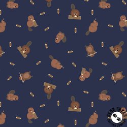Lewis and Irene Fabrics Small Things Rivers and Creeks Beavers Ink Lewis and Irene Fabrics Small Things Rivers and Creeks Beavers Ink