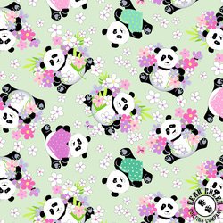 Susybee Panda Party Tossed Pandas Soft Green