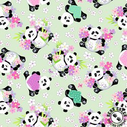 Susybee Panda Party Tossed Pandas Soft Green Susybee Panda Party Tossed Pandas Soft Green